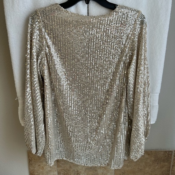 NWT. Vine & Love Champagne Sequin Top. Size Small - Picture 6 of 7